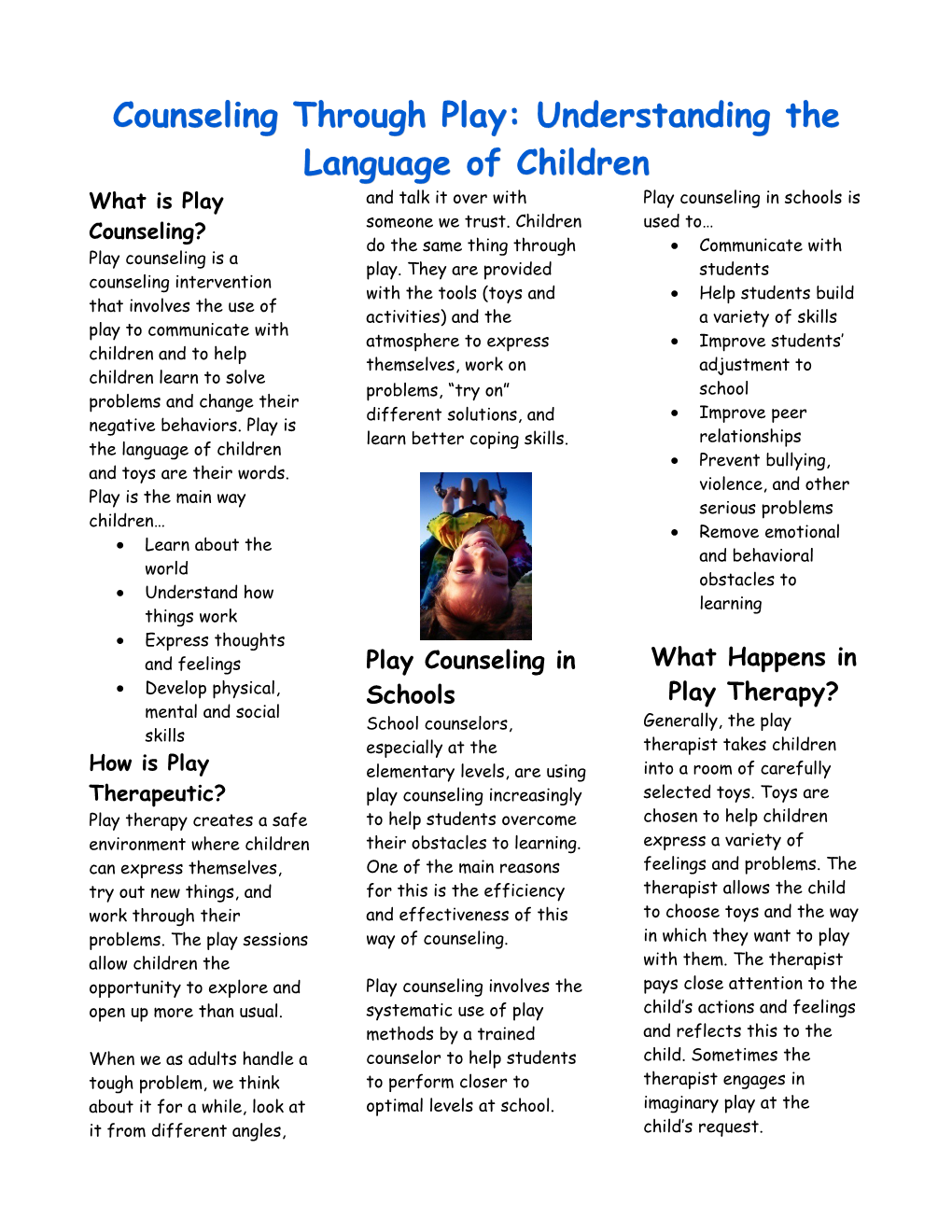 Counseling Through Play: Understanding the Language of Children