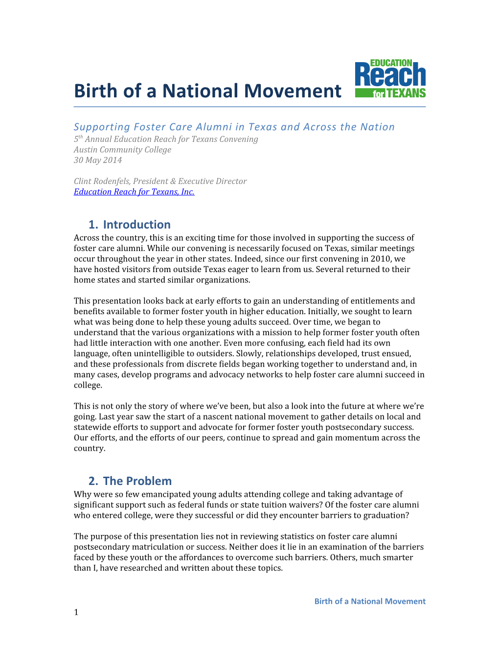 Birth of a National Movement