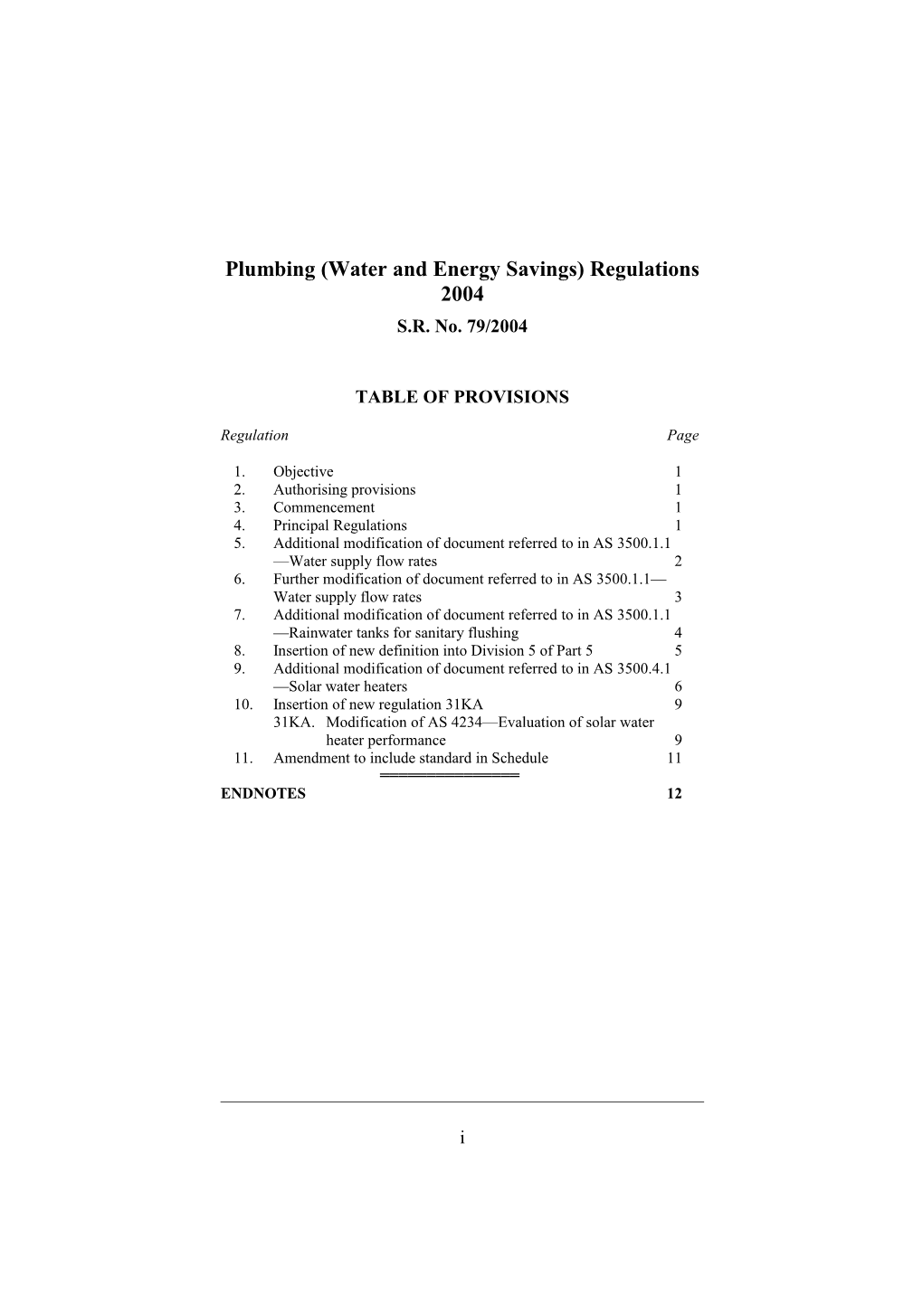 Plumbing (Water and Energy Savings) Regulations 2004