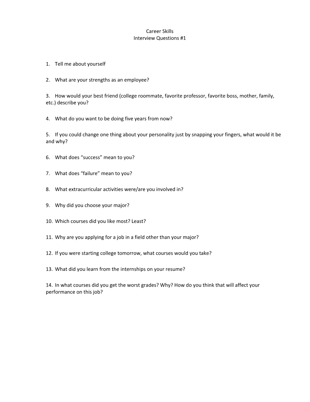 Career Skills Interview Questions #1