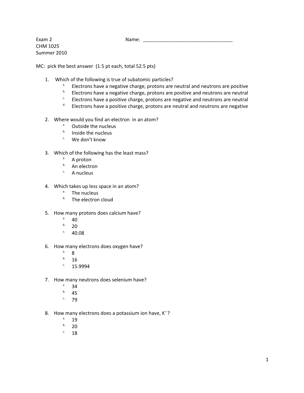 MC: Pick the Best Answer (1.5 Pt Each, Total 52.5 Pts)