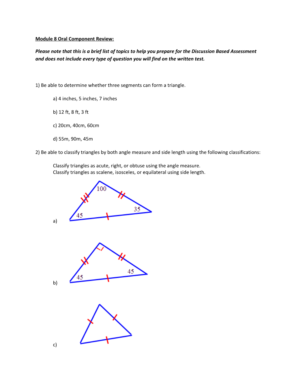 Module 8 Oral Component Review