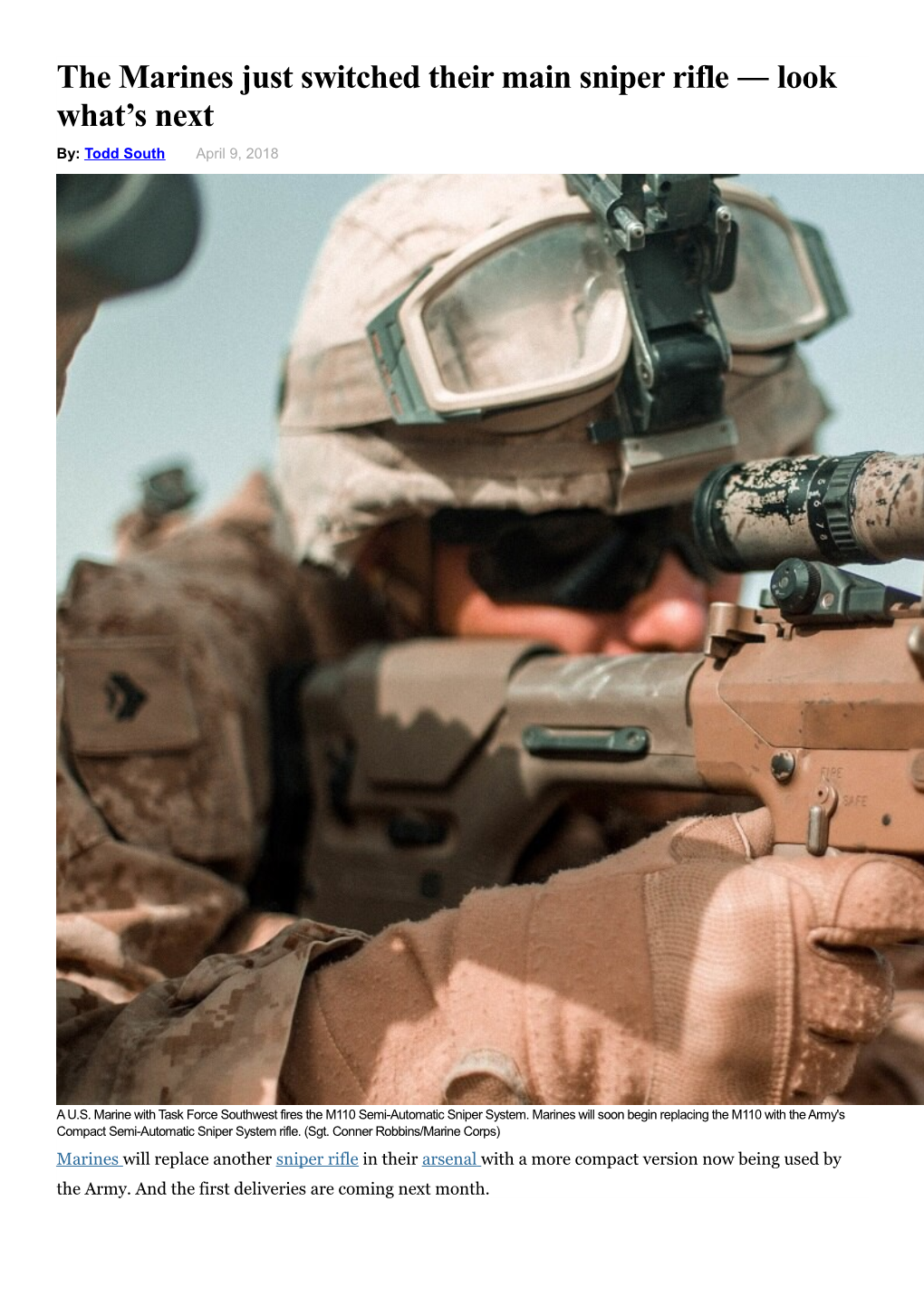 The Marines Just Switched Their Main Sniper Rifle ― Look What’S Next