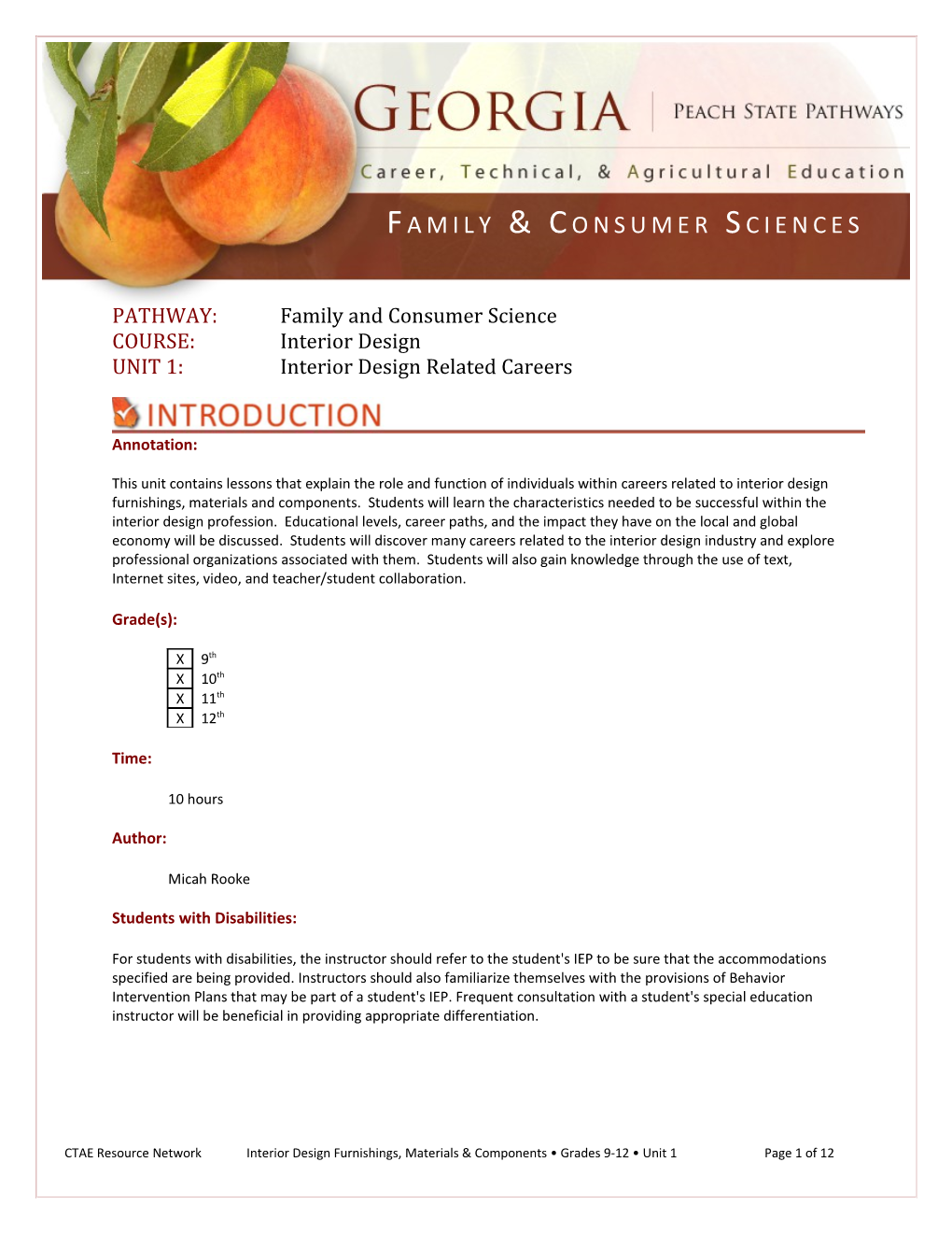 PATHWAY: Family and Consumer Science