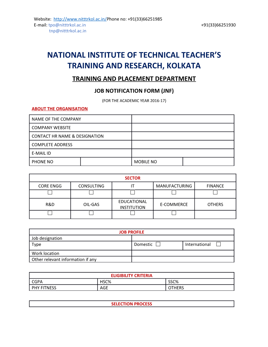 National Institute of Technical Teacher S Training and Research, Kolkata