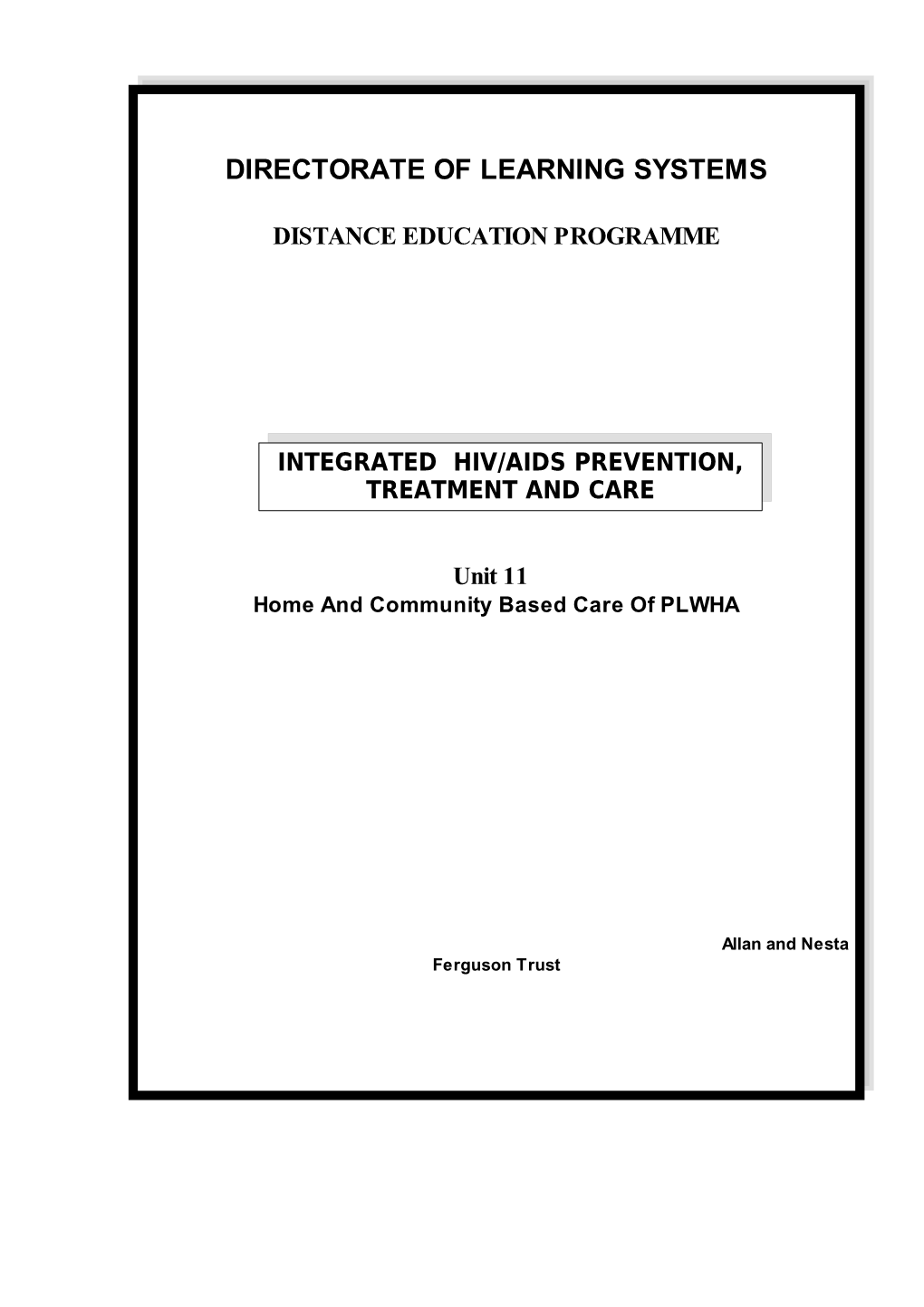 Section 2 DE : HOME BASED CARE
