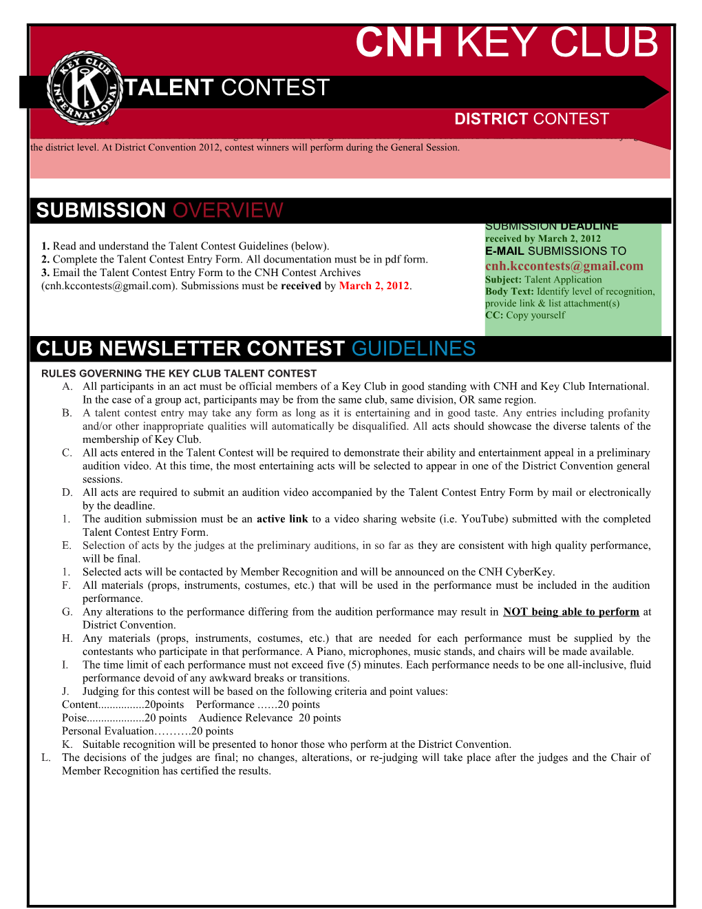 1. Read and Understand the Talent Contest Guidelines (Below)