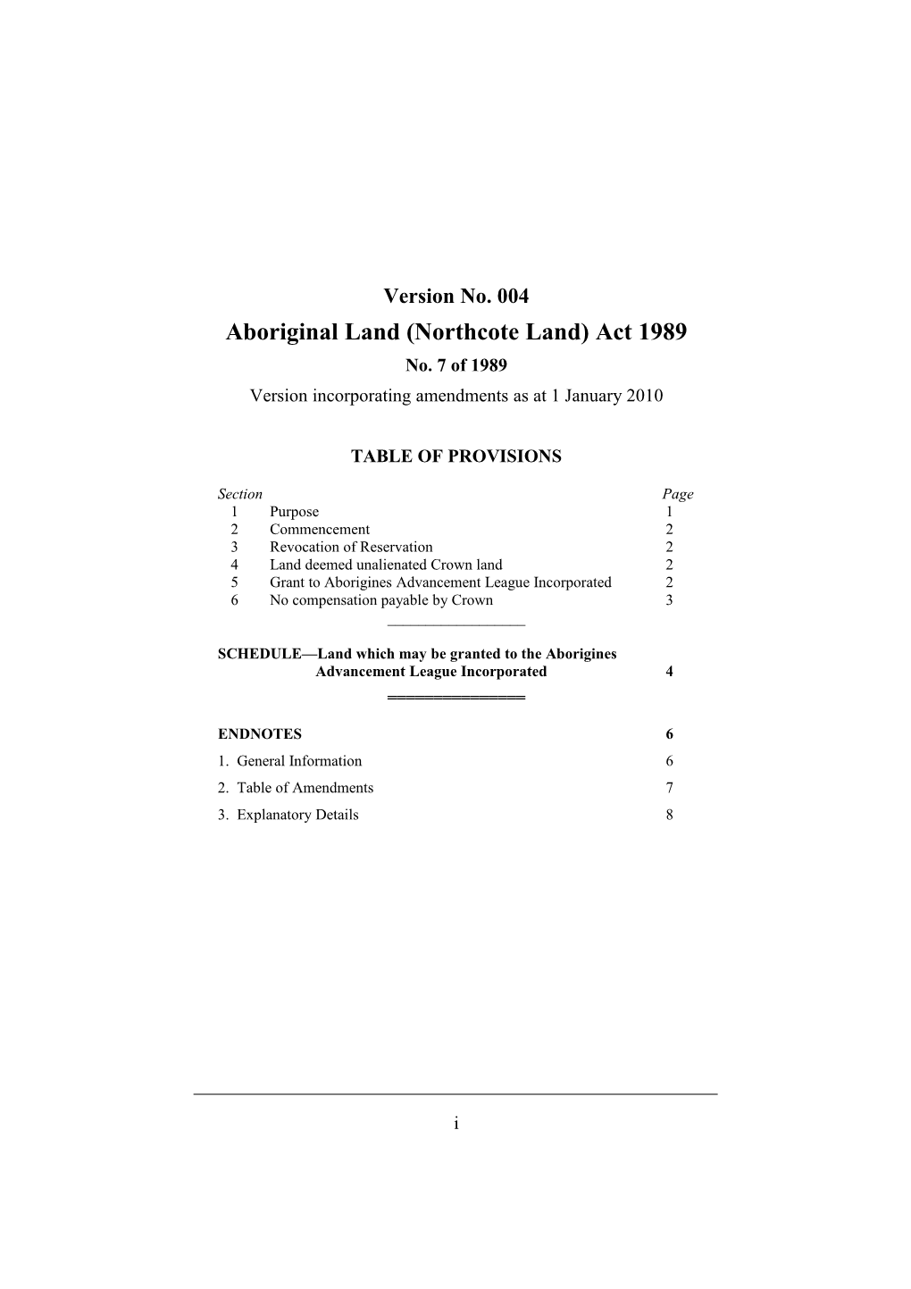 Aboriginal Land (Northcote Land) Act 1989