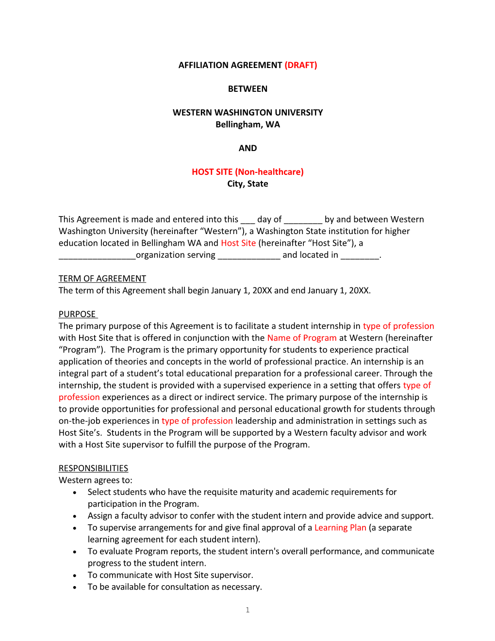 Affiliation Agreement (Draft)