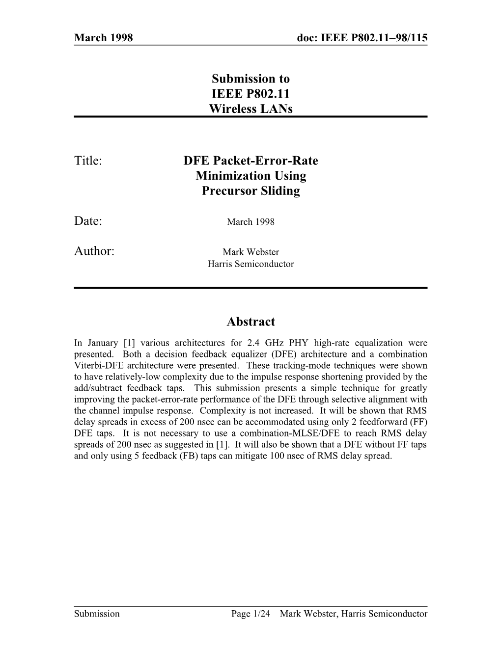 Tx/Rx Filter Selection