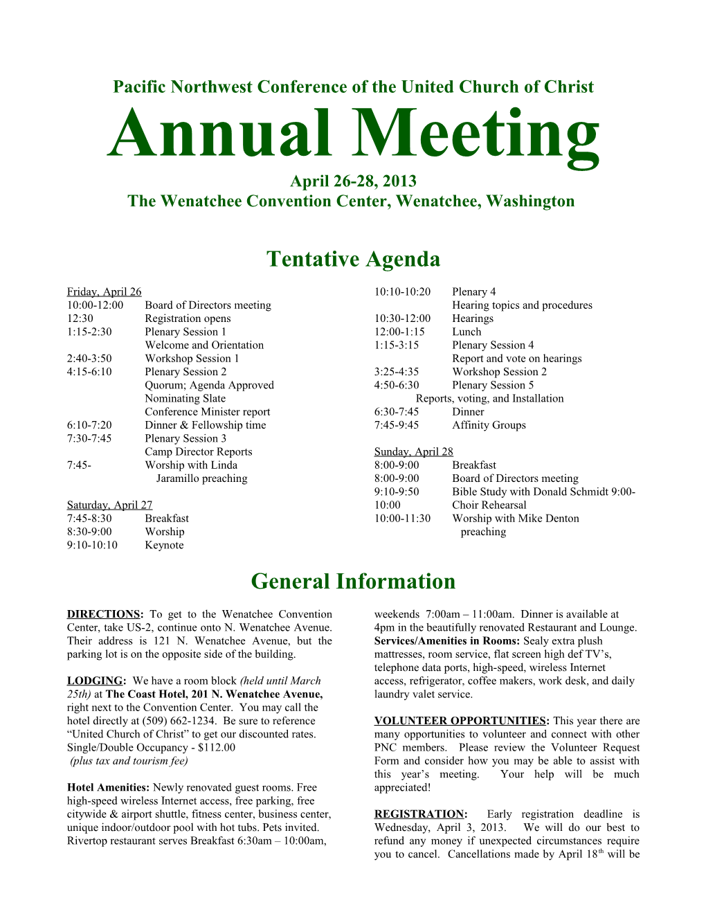 Pacific Northwest Conference of the United Church of Christ Annual Meeting 2000