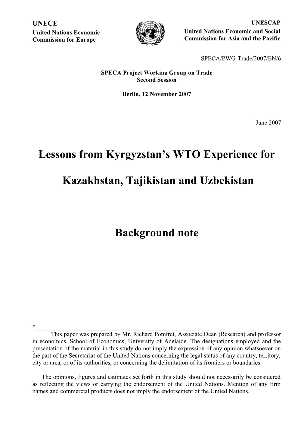 Lessons from Kyrgyzstan S WTO Experience For