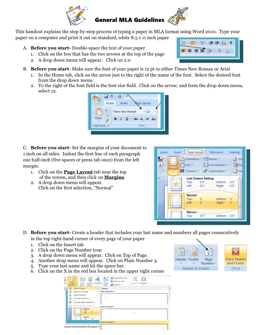 General MLA Guidelines