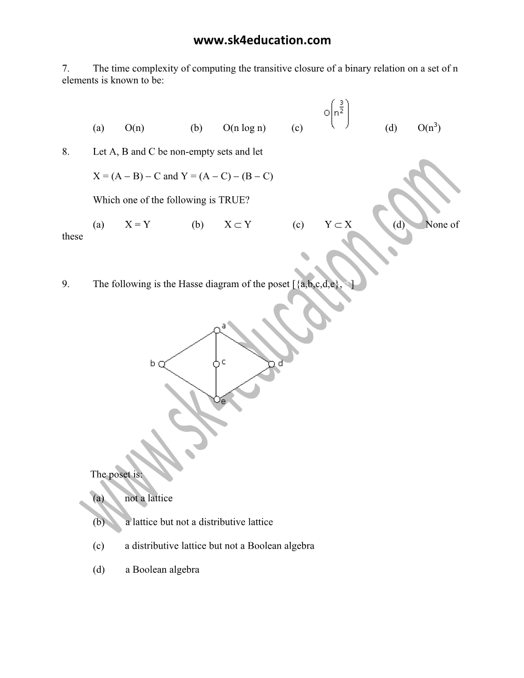 GATE Question Papers: Computer Science and Engineering 2005 (CS)