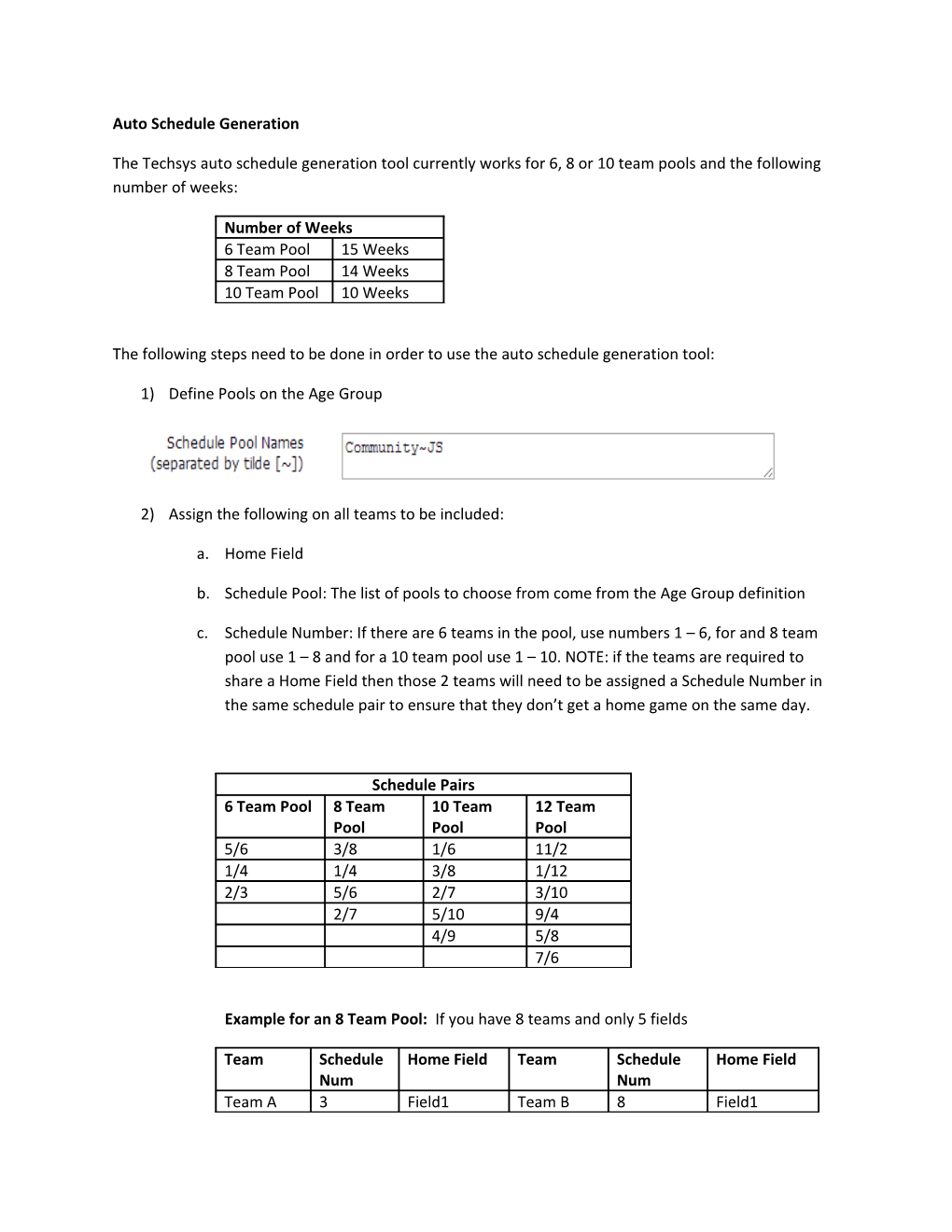 Auto Schedule Generation