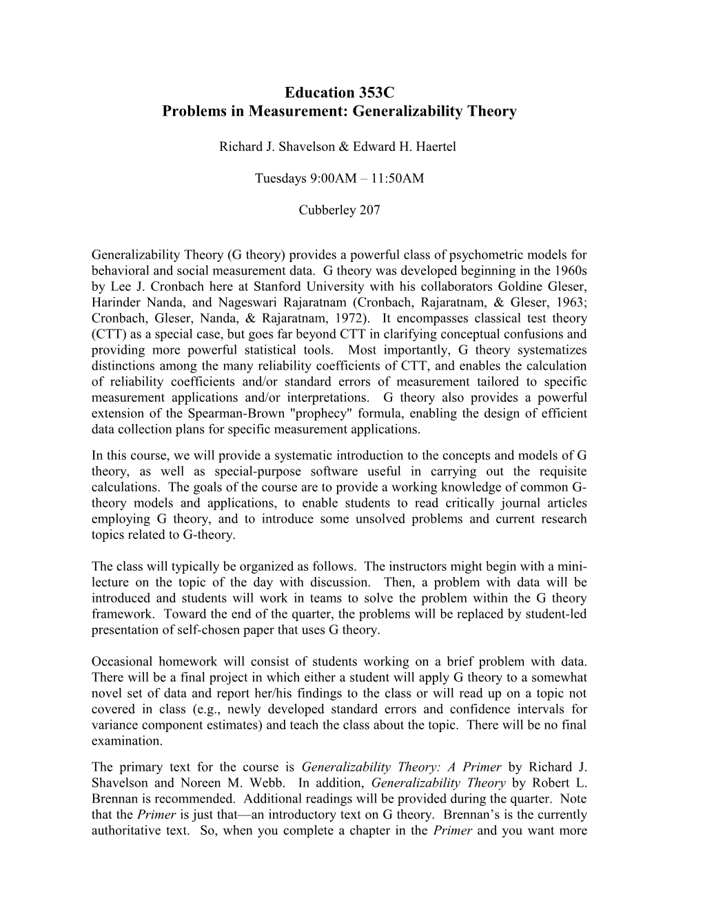 Problems in Measurement: Generalizability Theory