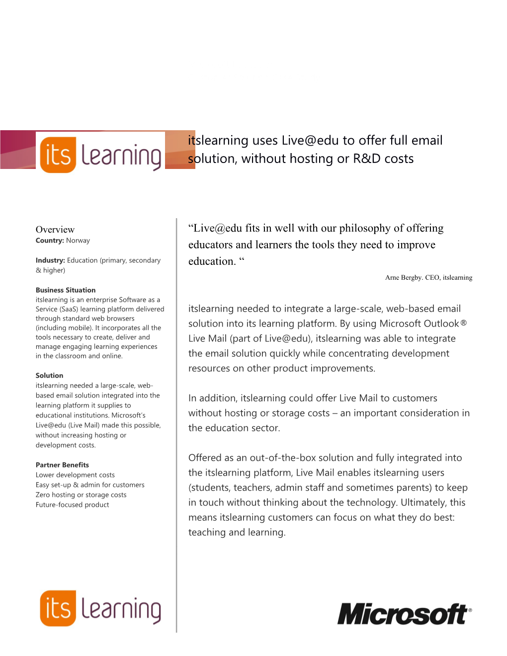 Metia CEP Itslearning Demonstrates Business Success with Live Edu, a License-Free Technology