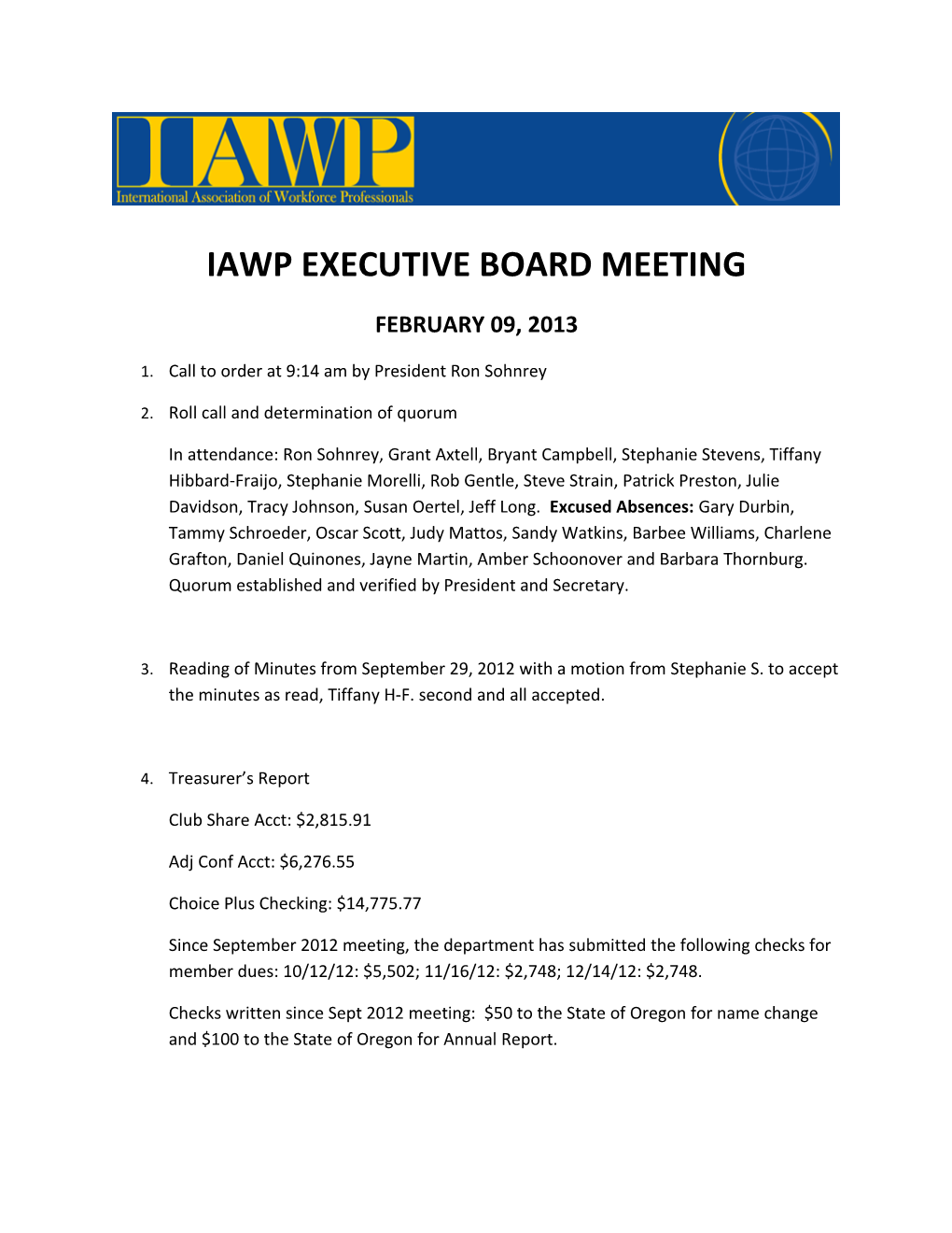 Iawp Executive Board Meeting