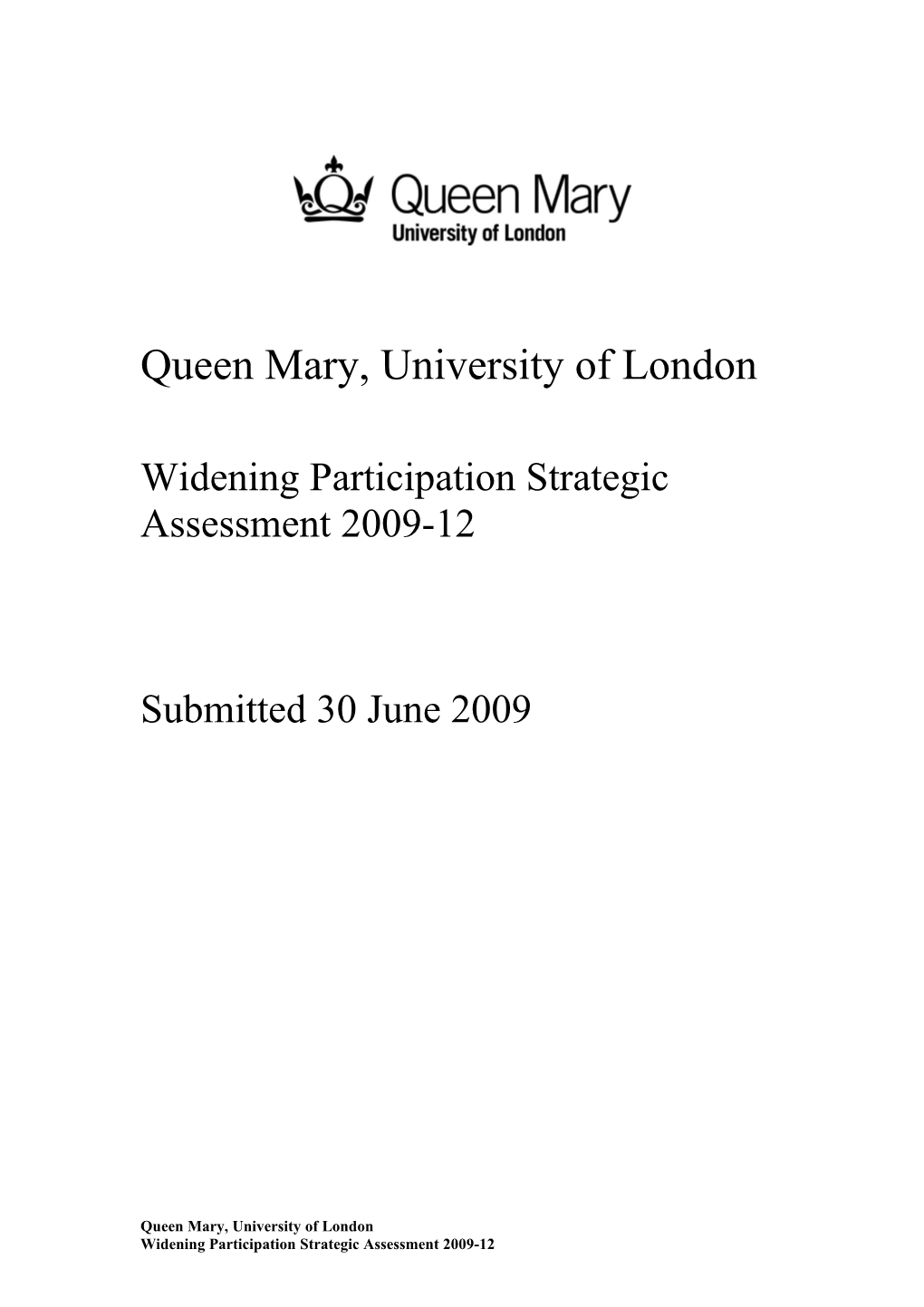 Widening Participation Strategic Assessment 2009-12