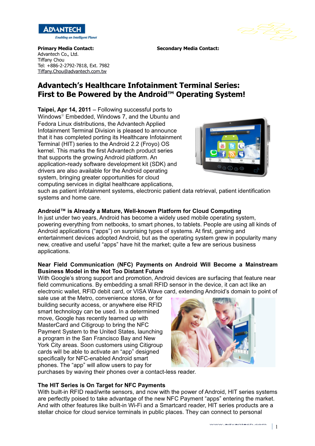 Advantech S Healthcare Infotainment Terminalseries