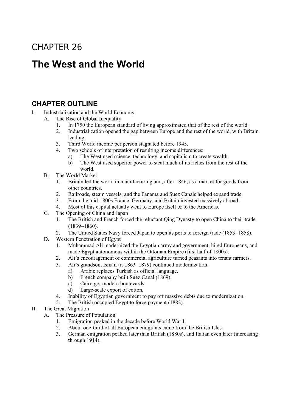 Chapter 26: the West and the World 1