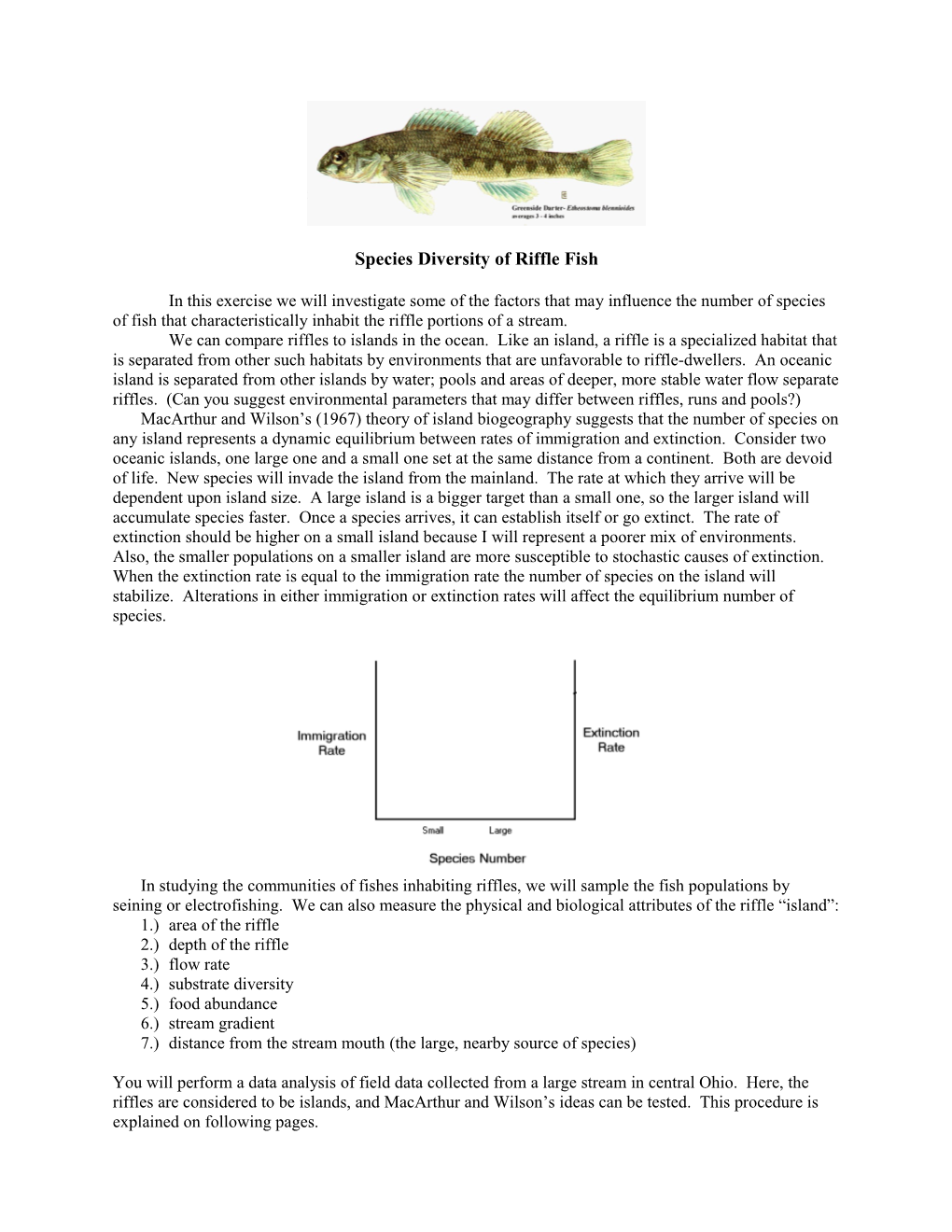 Species Diversity of Riffle Fish