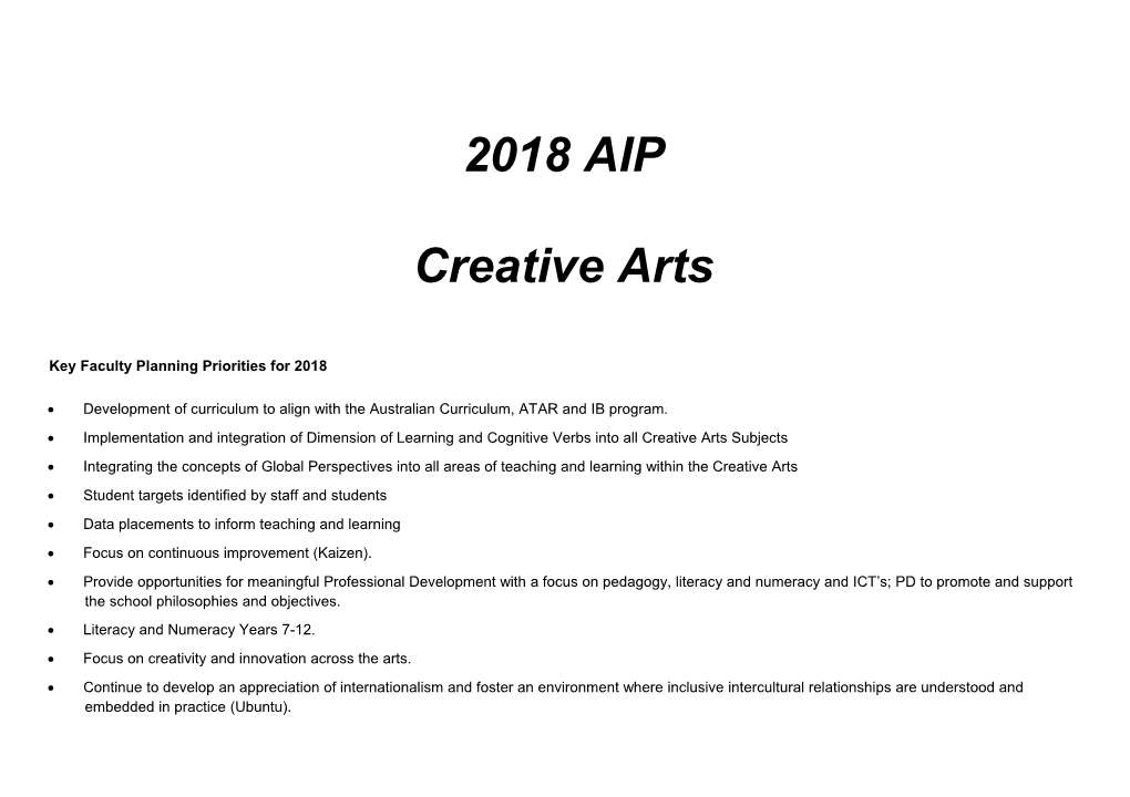 2018 AIP Creative Arts