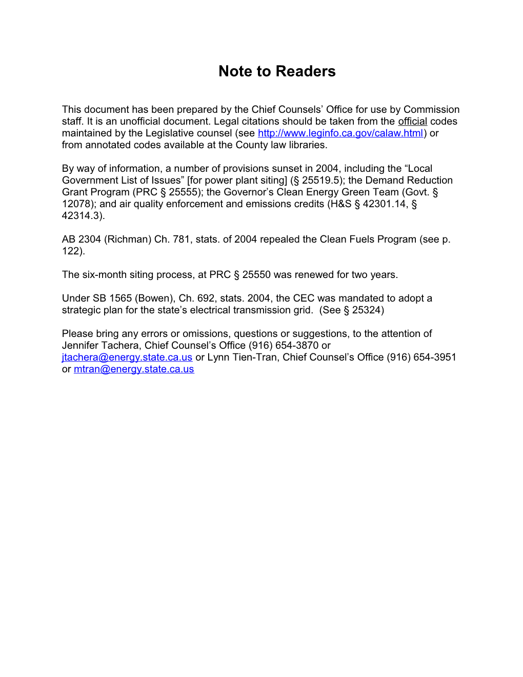 AB 2304 (Richman) Ch. 781, Stats. of 2004 Repealed the Clean Fuels Program (See P. 122)