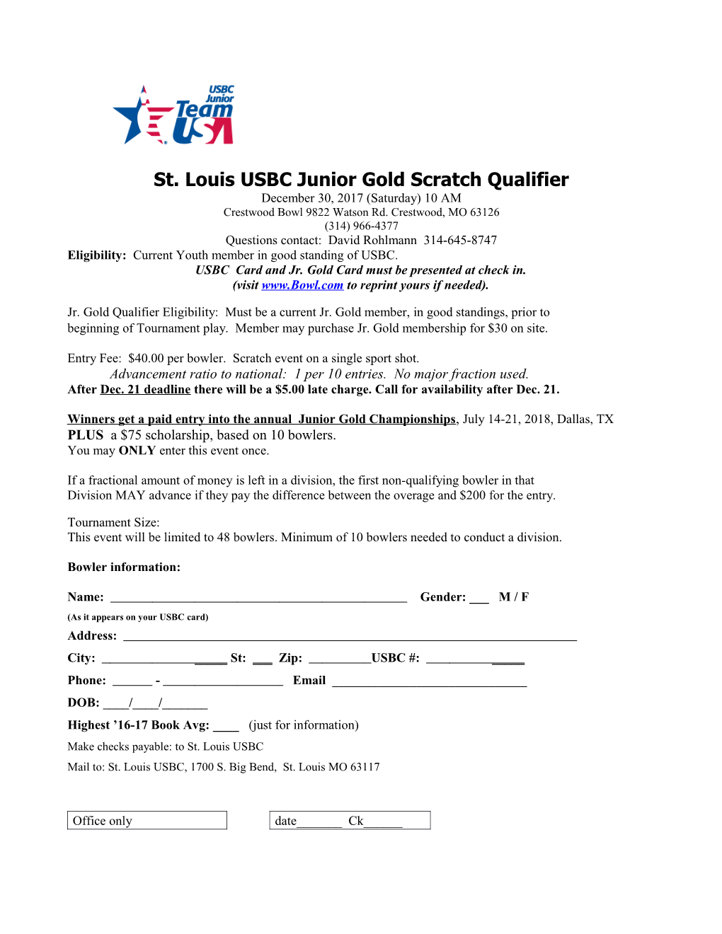 St. Louisusbc Junior Gold Scratch Qualifier
