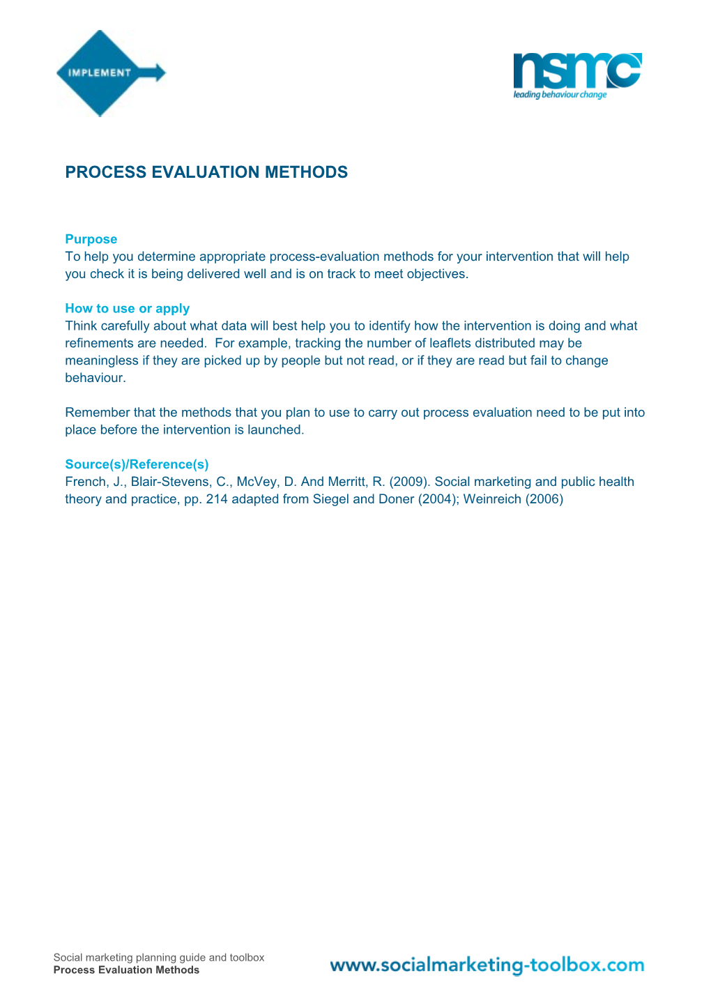 Process Evaluation Methods