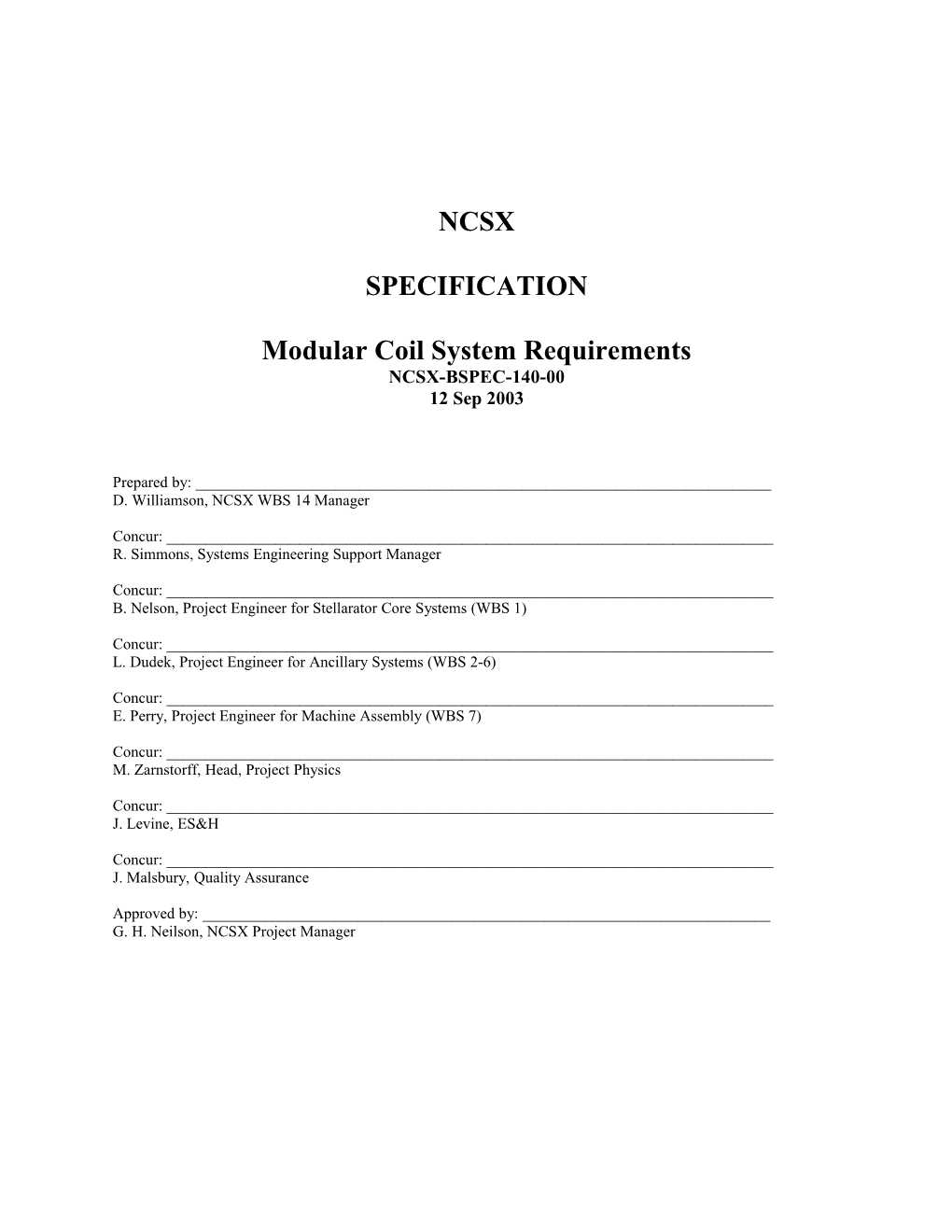 Modular Coil System Requirementsncsx BSPEC-140-01-00