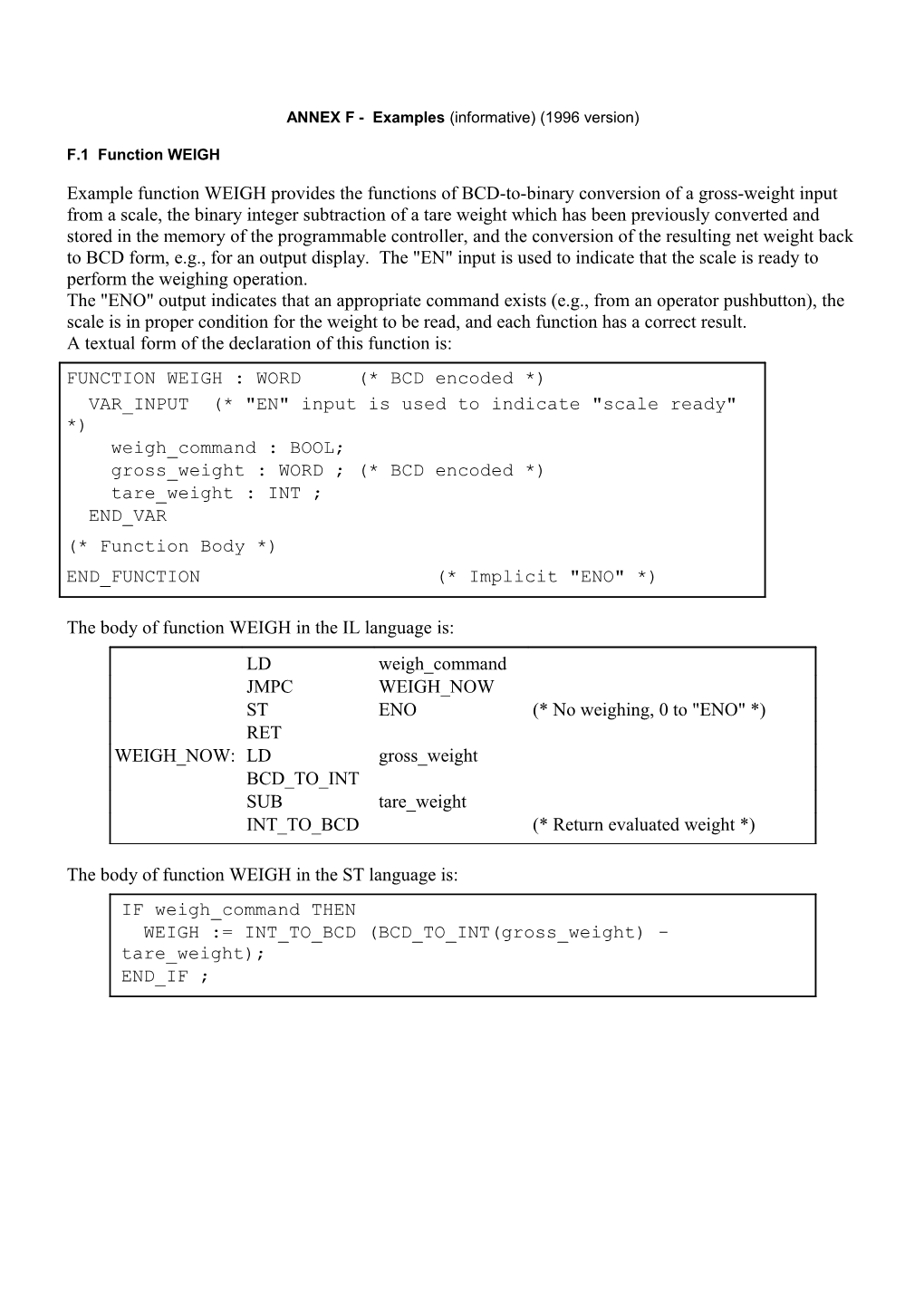 ANNEX F - Examples (Informative)