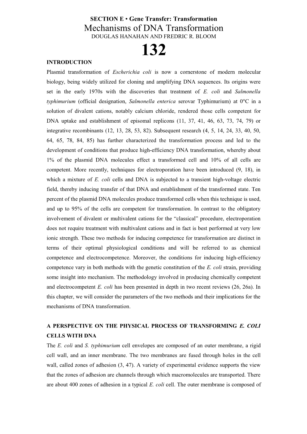 SECTION E Gene Transfer: Transformation