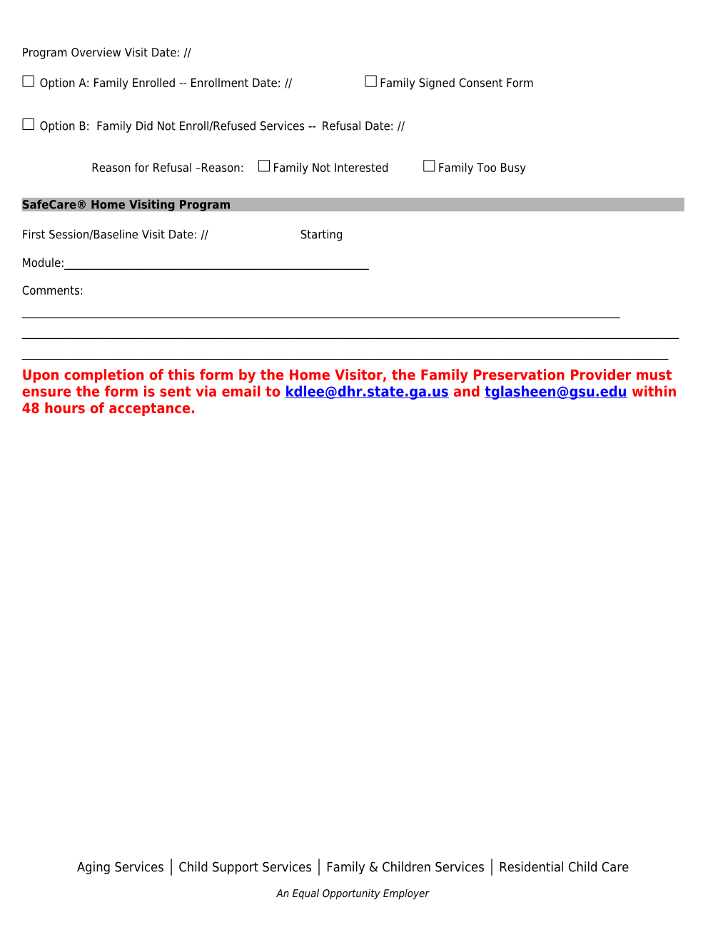 Safecare and Family Fusion Initial Referral Form