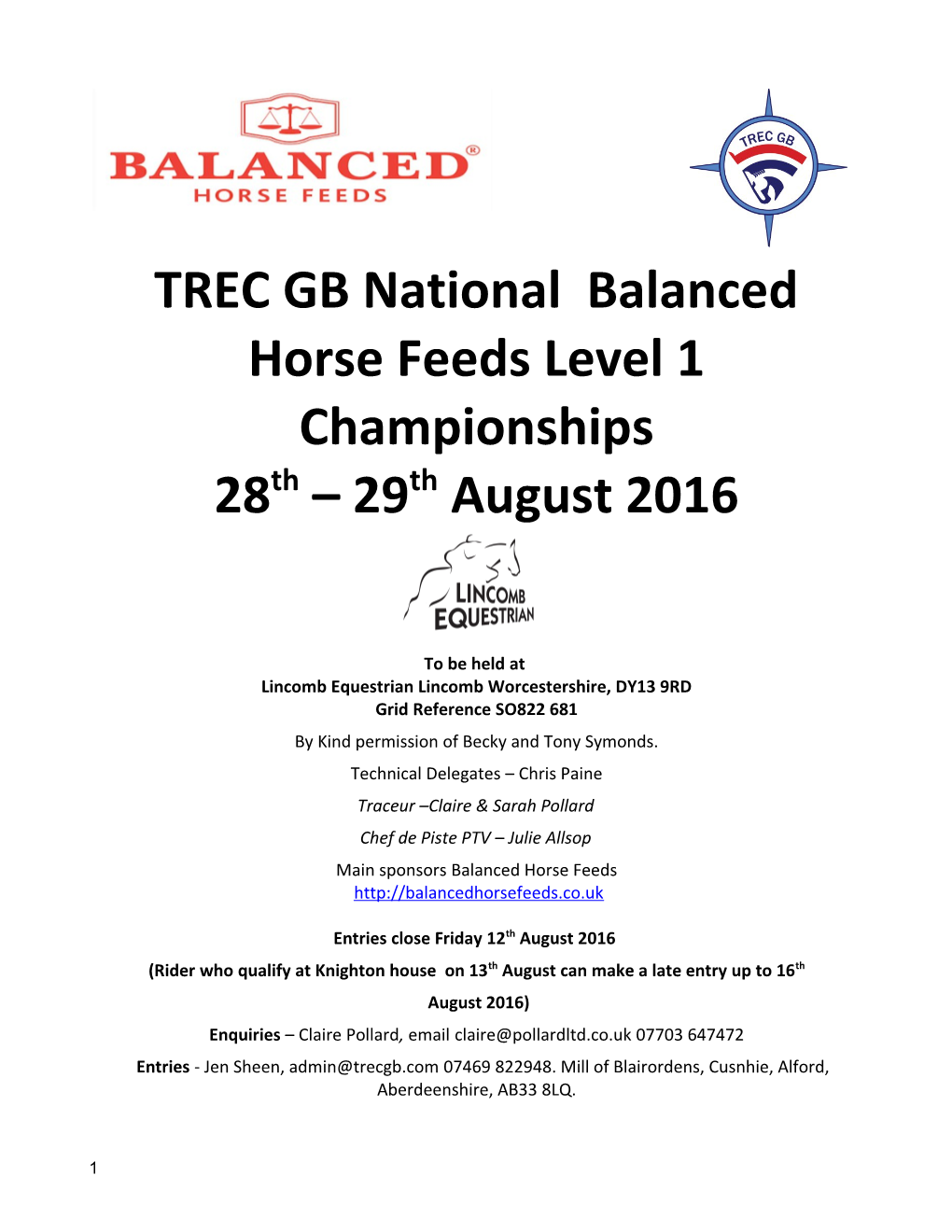 TREC GB National Balanced Horse Feeds Level 1 Championships