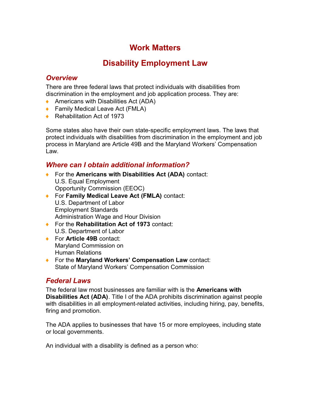 Disability Employment Law