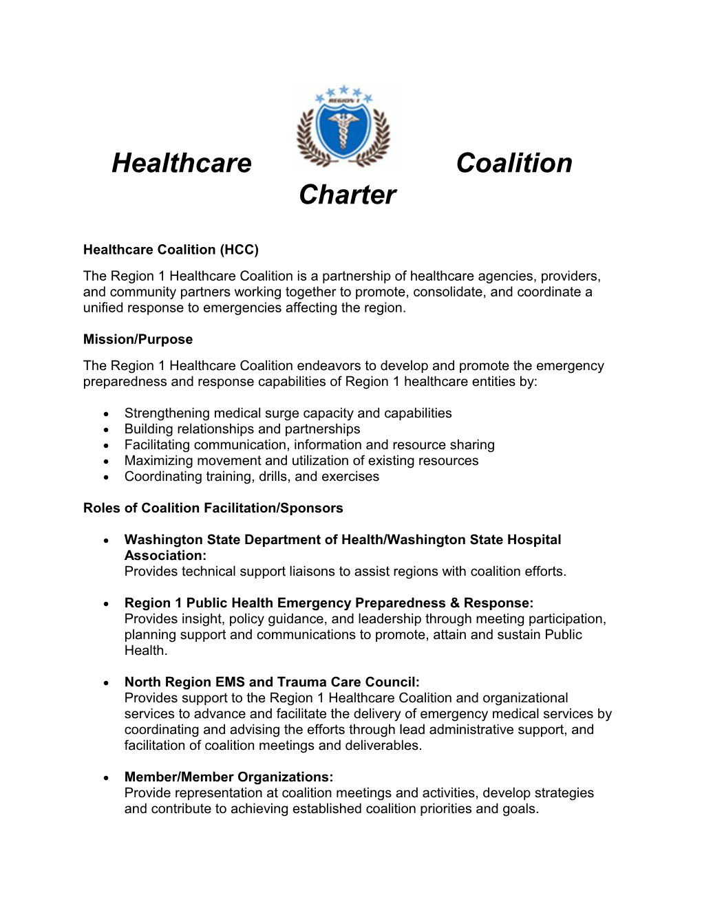Healthcare Coalition Charter