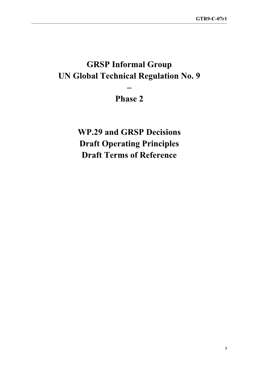 GRSP Informal Group on a Pole Side Impact GTR