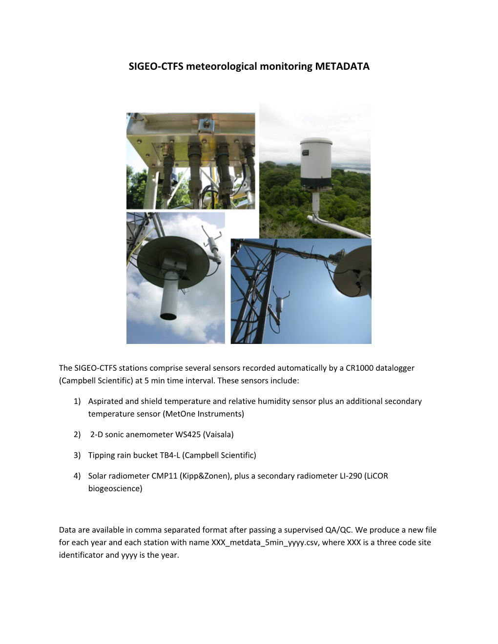 SIGEO-CTFS Meteorological Monitoring METADATA