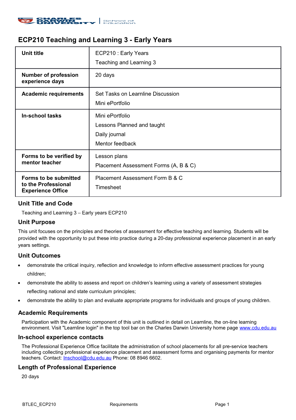 ECP210 Teaching and Learning 3 - Early Years