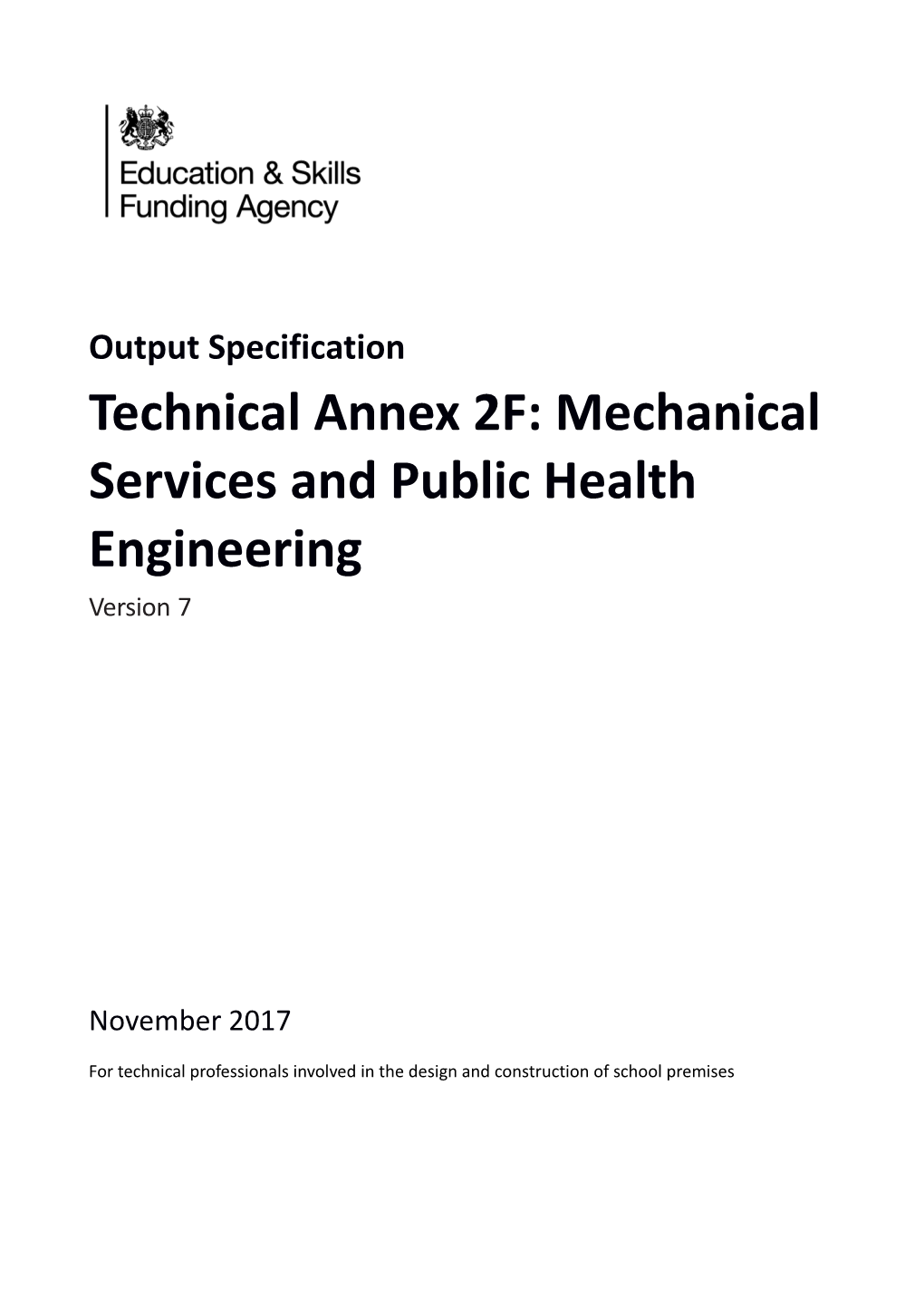 Technical Annex 2F:Mechanical Services and Public Health Engineering