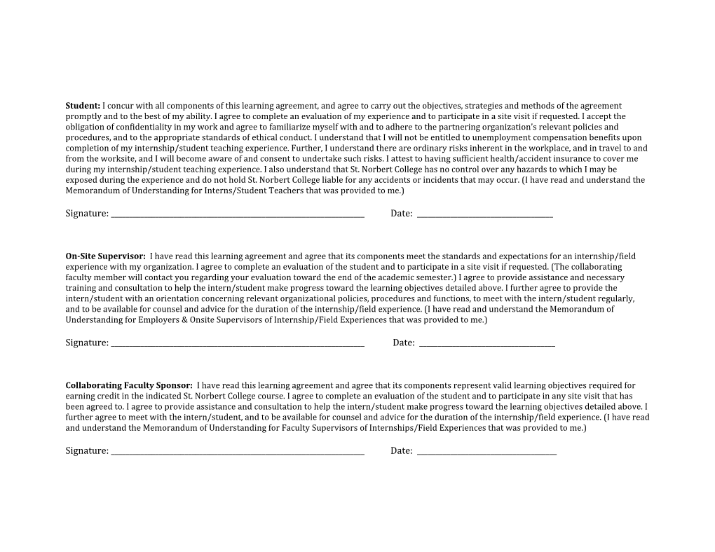 Internship Course Learning Agreement Form
