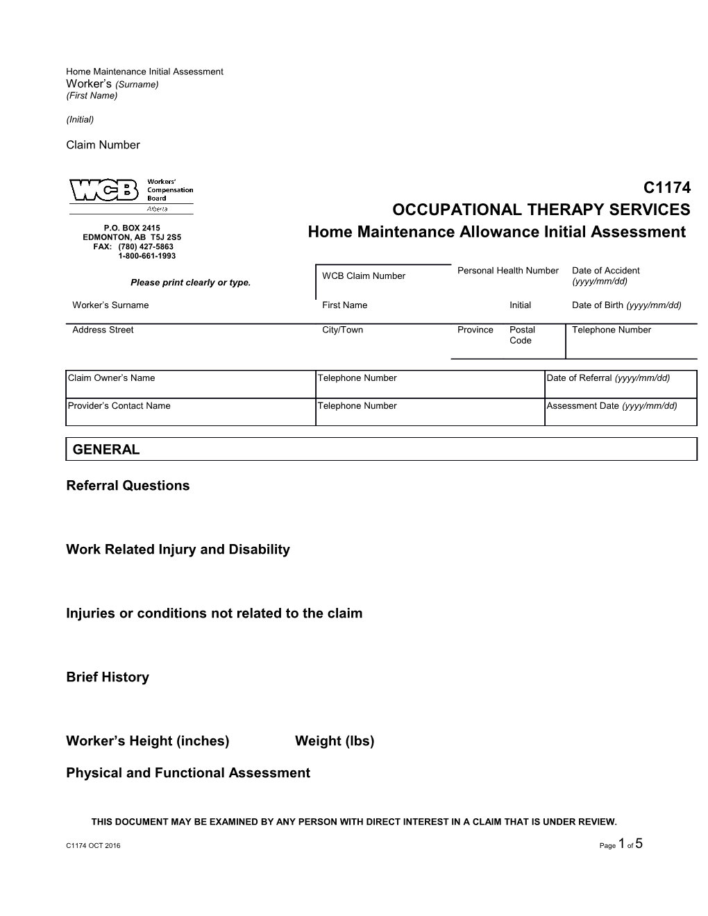 Home Maintenance Allowanceinitial Assessment