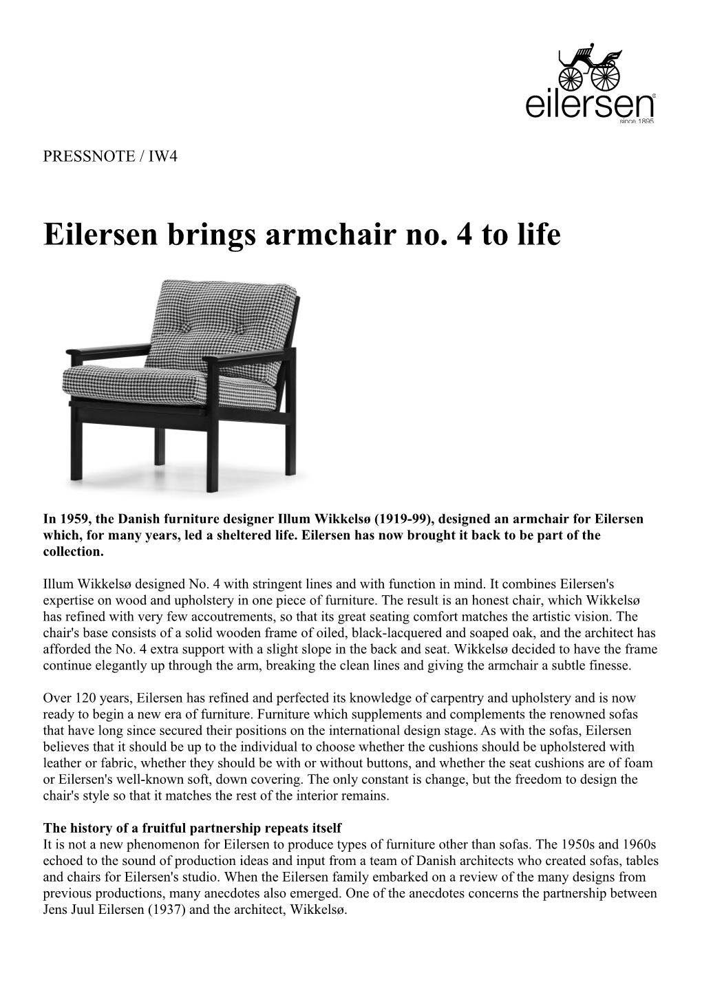 Eilersen Bringsarmchair No. 4 to Life