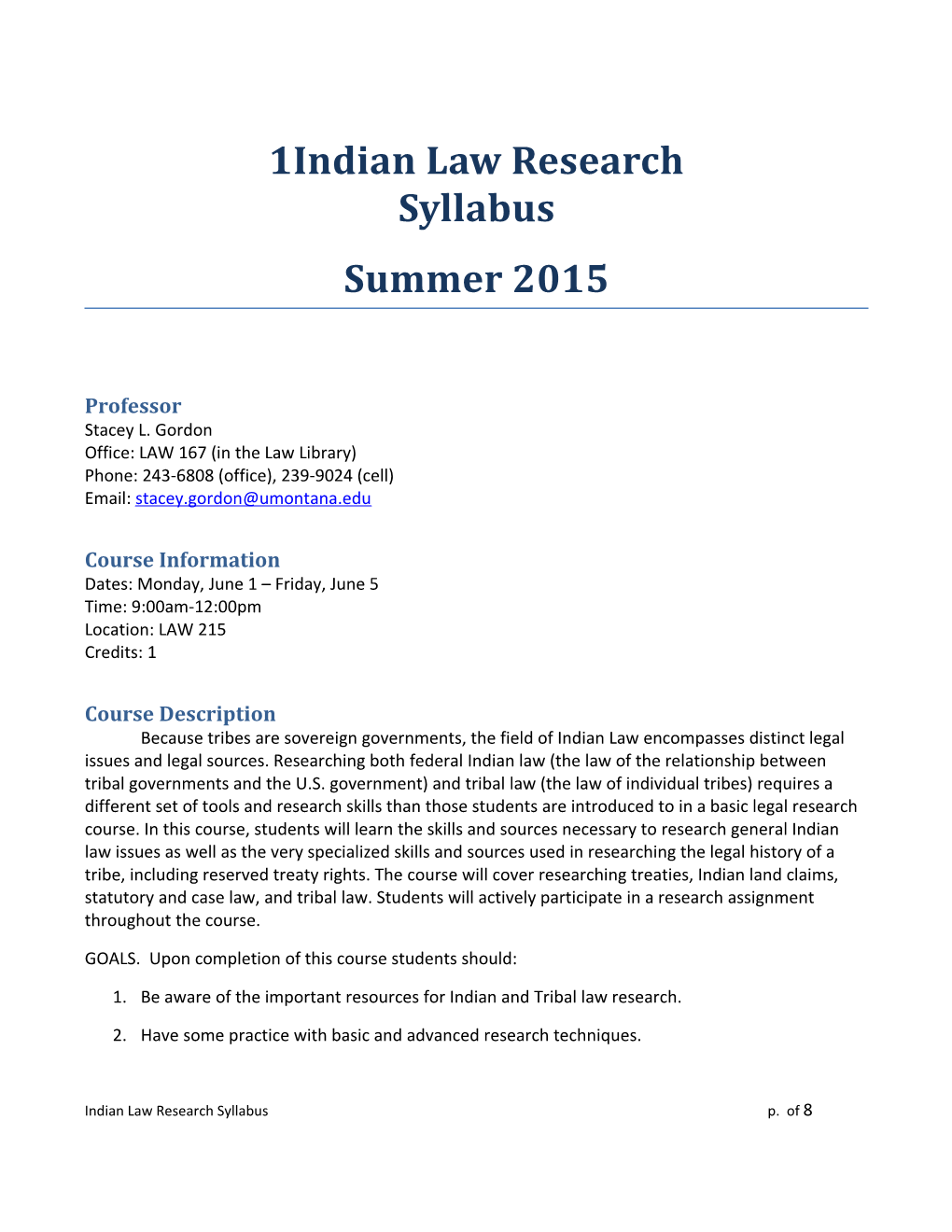 Indian Law Research Syllabus