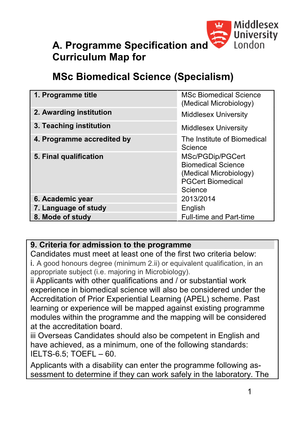 Msc Biomedical Science (Specialism)