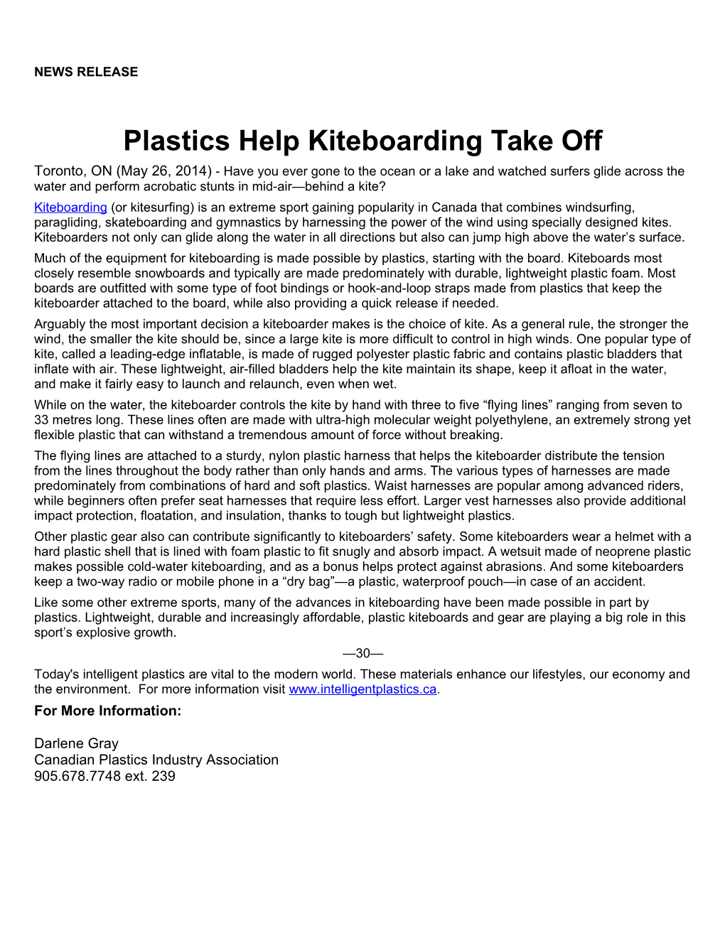 Plastics Help Kiteboarding Take Off