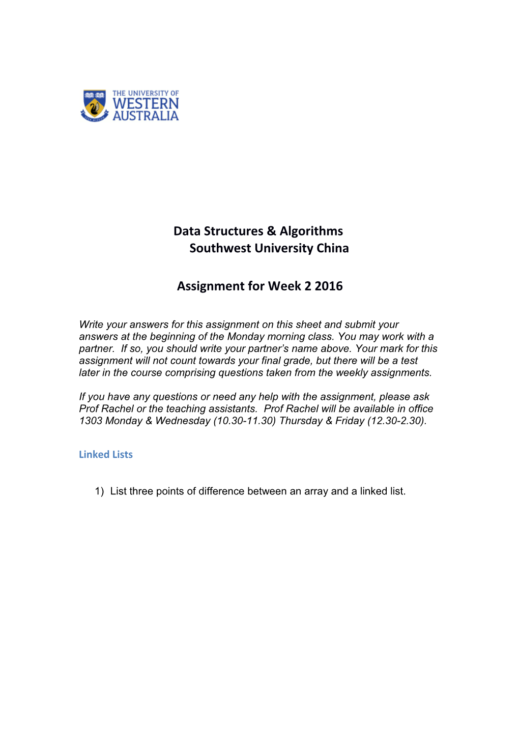 Data Structures & Algorithms Southwest University China