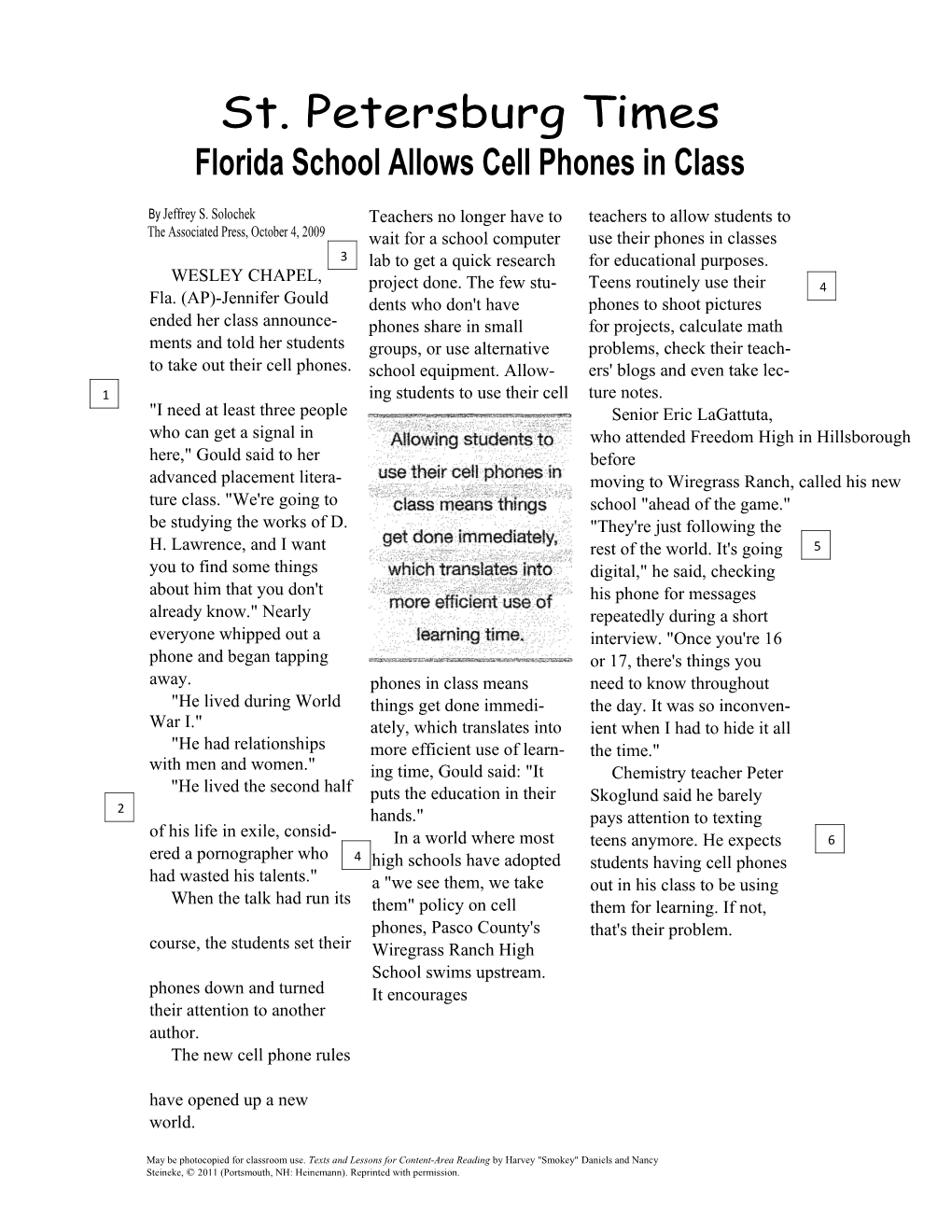 Florida School Allows Cell Phones in Class