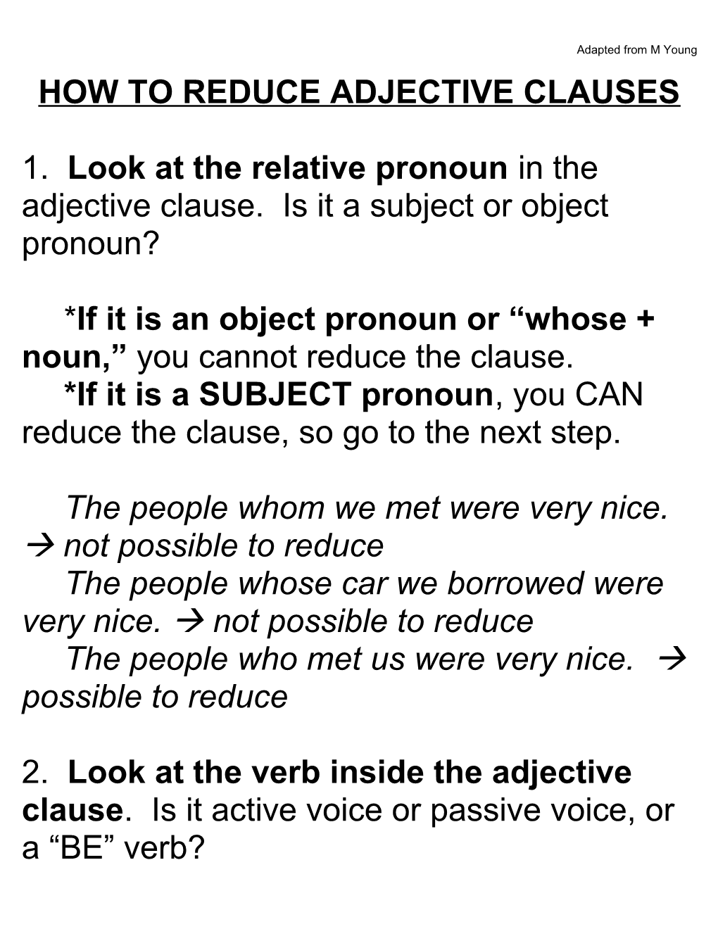 How to Reduce Adjective Clauses